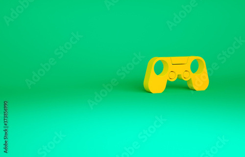 Orange Gamepad icon isolated on green background. Game controller. Minimalism concept. 3d illustration 3D render.