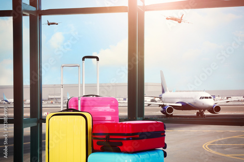 Travel suitcases in airport terminal. Summer vacation © New Africa