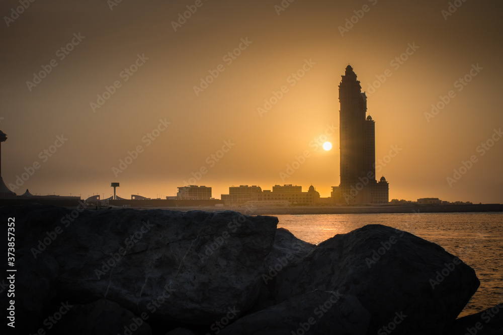 Sea view from Abu Dhabi, Capital city of UAE. Selective Focus on Subject.