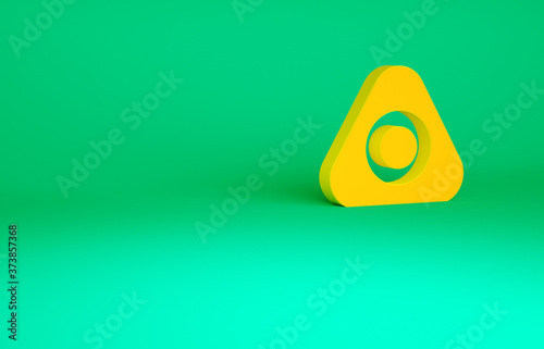 Orange Sewing chalk icon isolated on green background. Minimalism concept. 3d illustration 3D render.