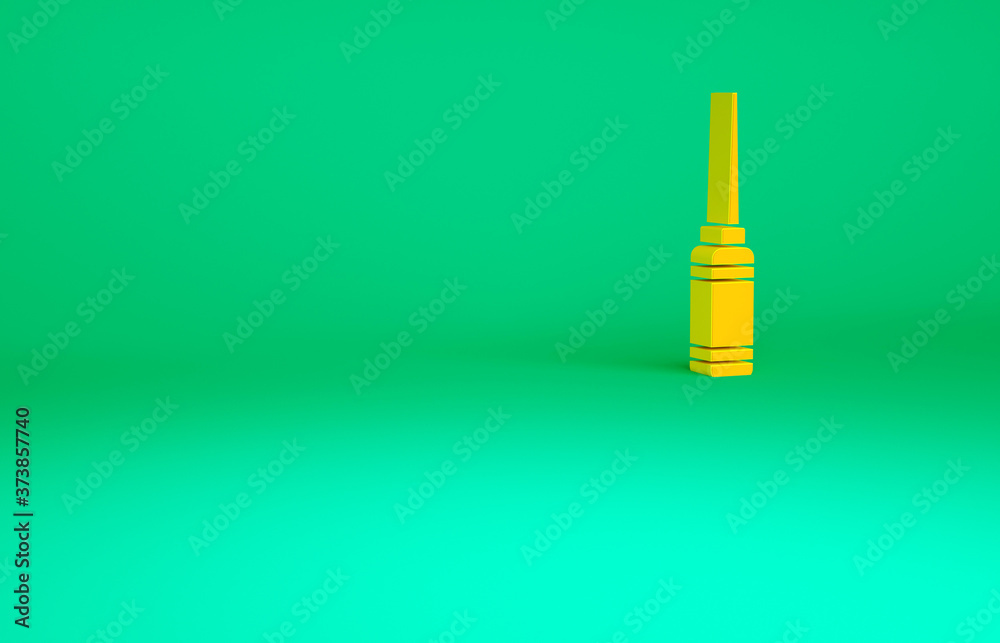 Orange Awl tool with wooden handle icon isolated on green background. Work equipment tailor industry. Minimalism concept. 3d illustration 3D render. Orange Awl tool with wooden handle icon isolated on green background. Work equipment tailor industry. Minimalism concept. 3d illustration 3D render.