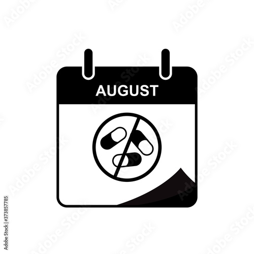 International Overdose Awareness day calendar icon with overdose stop icon. Design template vector