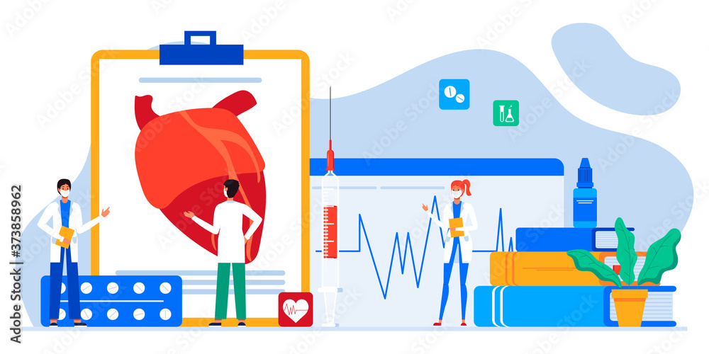 Medical examination and cardiology doctor, circulatory system checkup. Heart disease human concept. Ischemic heart disease, EKG , scan, cardiology, coronary artery disease