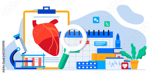 Medical examination and cardiology doctor, circulatory system checkup. Heart disease human concept. Ischemic heart disease, EKG , scan, cardiology, coronary artery disease