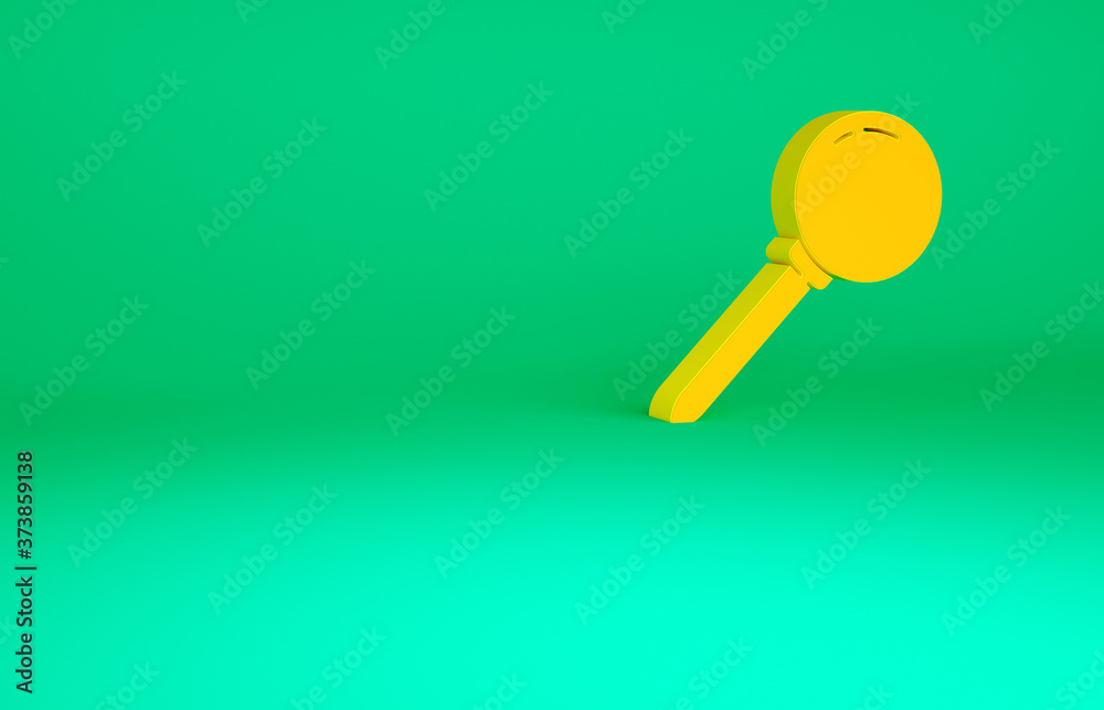 Orange Push pin icon isolated on green background. Thumbtacks sign. Minimalism concept. 3d illustration 3D render.