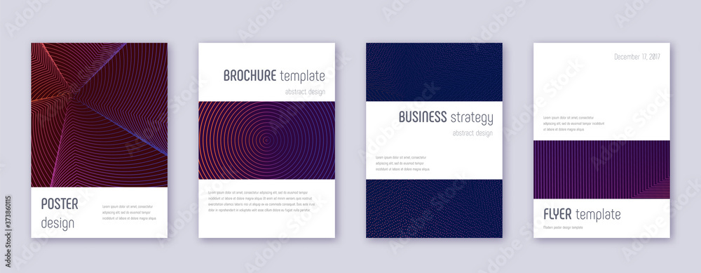 Fototapeta premium Minimalistic brochure design template set. Violet 