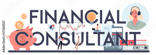 Financial analyst or consultant typographic header. Business