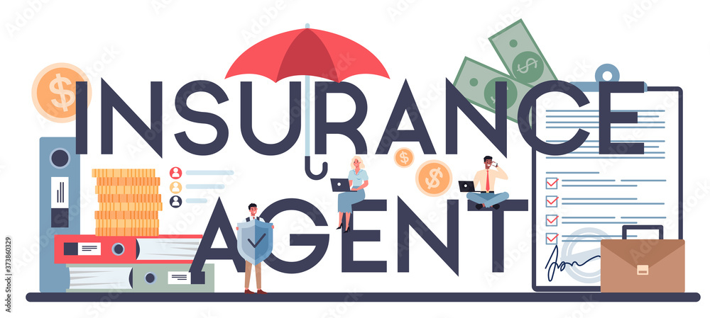 Insurance agent typographic header. Idea of security and protection