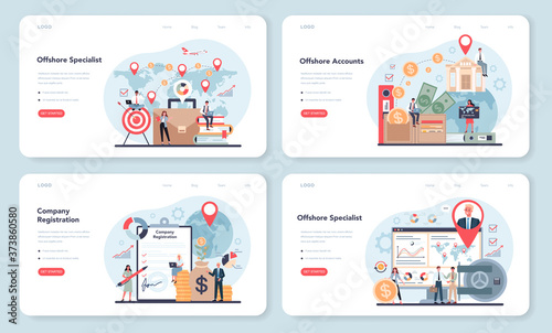 Offshore specialist or company web banner or landing page set.
