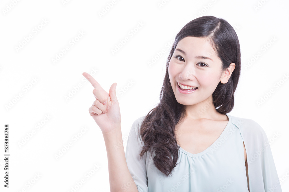 指差しをする女性 指差しをする女性