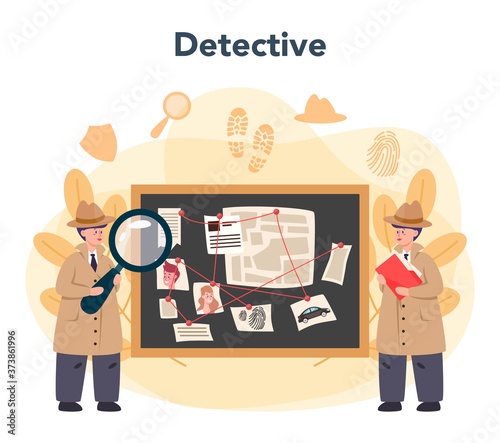 Professional detective concept. Agent investigating a crime place