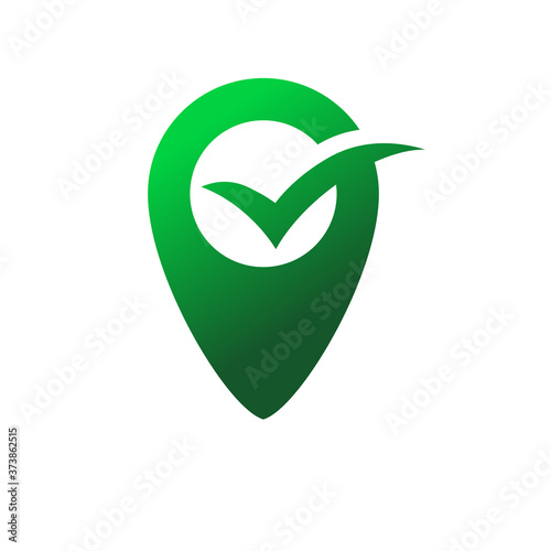 Logotipo cheque de casilla de verificación en puntero en color verde