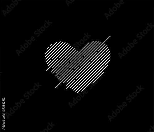 Abstract valentines day hearts vector line art design.