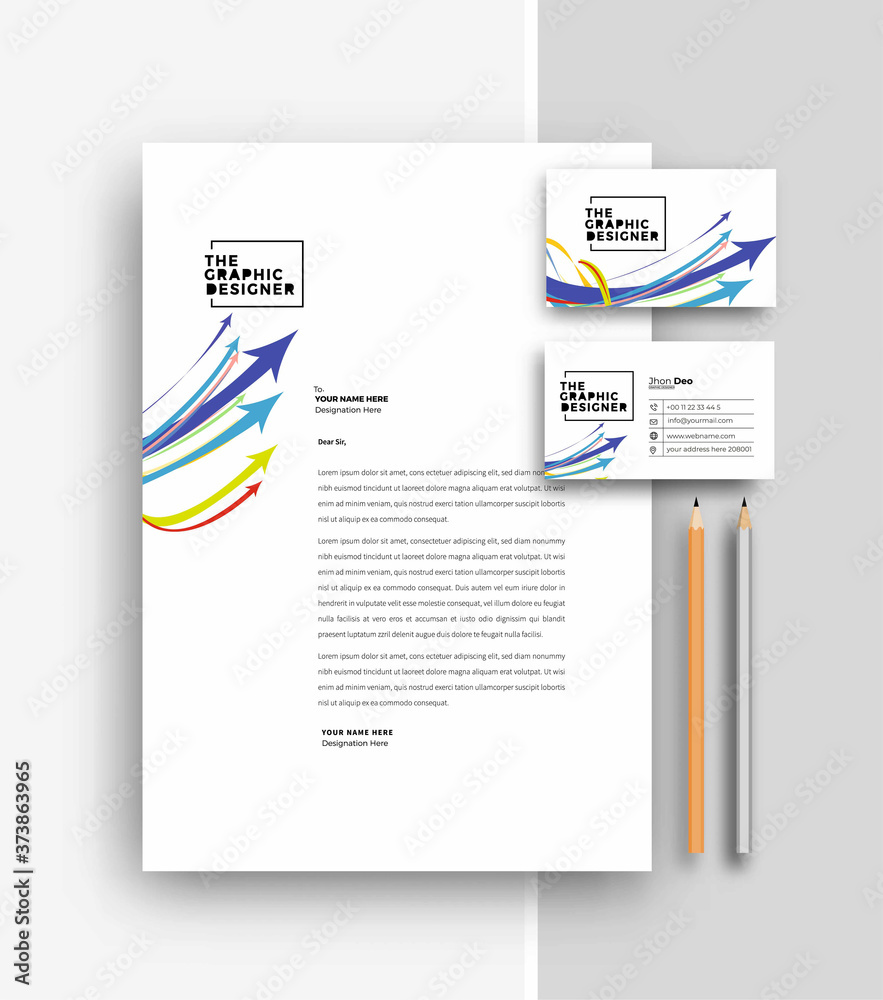 Obraz premium Business letterhead with business card templates design, Vector illustration.
