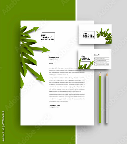 Business letterhead with business card templates design, Vector illustration.
