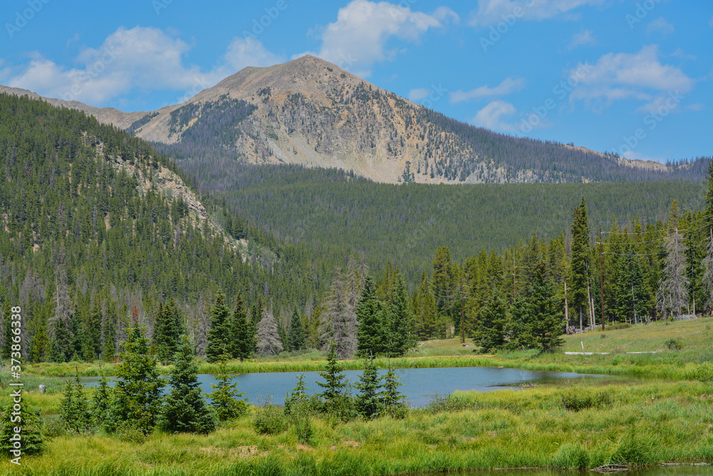 Beautiful mountains, forest and landscape near Monarch Pass in the Rocky Mountains of Colorado 