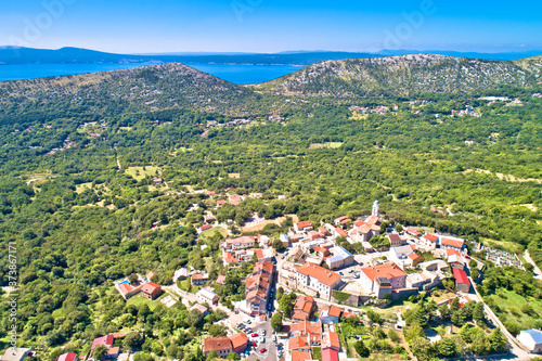 Historic town of Bribir in Vinodol valley aerial view