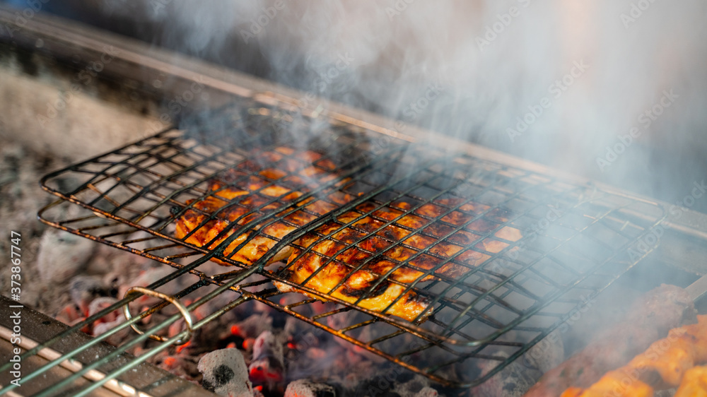 Chicken barbeque with charcoal .Arab food and barbeque chicken. Chicken barbeque with charcoal .Arab food and barbeque chicken.
