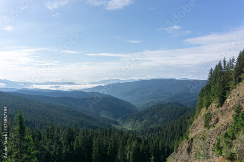 Landscape of the Carpathian ecosystem. Gorgany Region, Ukraine. Gorgany Nature Reserve is a unique Carpathian mountain region. © Oleksandr Matsibura