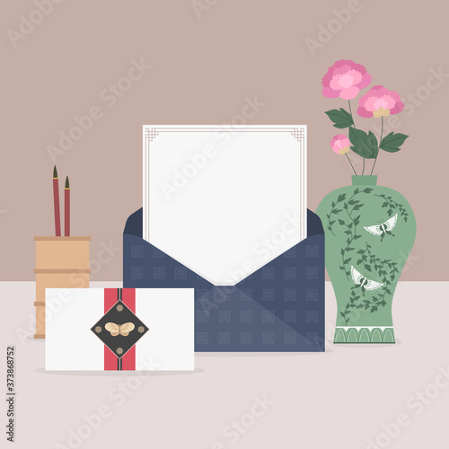 Korean traditional objects vector illustration.