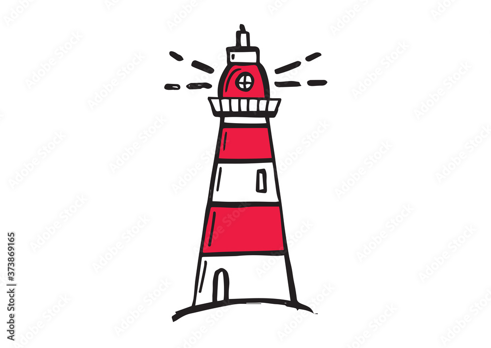 Lighthouse vector illustration hand drawn style.