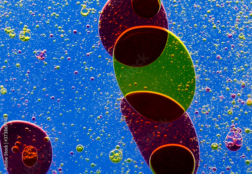 Space or planets universe cosmic abstract background. Abstract molecule atom sctructure. Water bubbles. Macro shot of air or molecule. Biology, phycics or chymistry abstract background