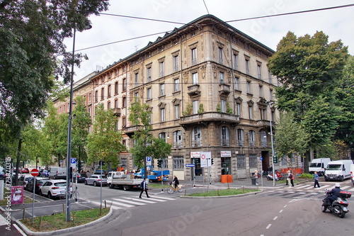 Fototapeta Naklejka Na Ścianę i Meble -  street view in Milan, Italy. Milan is the second most populous in Italy and the main industrial and financial center.