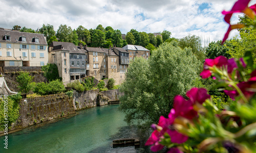 French landscape in the country on the Oloron river. Oloron Sainte Marie, france © Philipimage