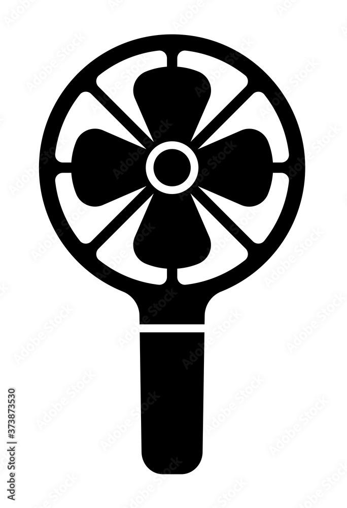 Obraz premium Portable fan, hand-held fan vector icon illustration