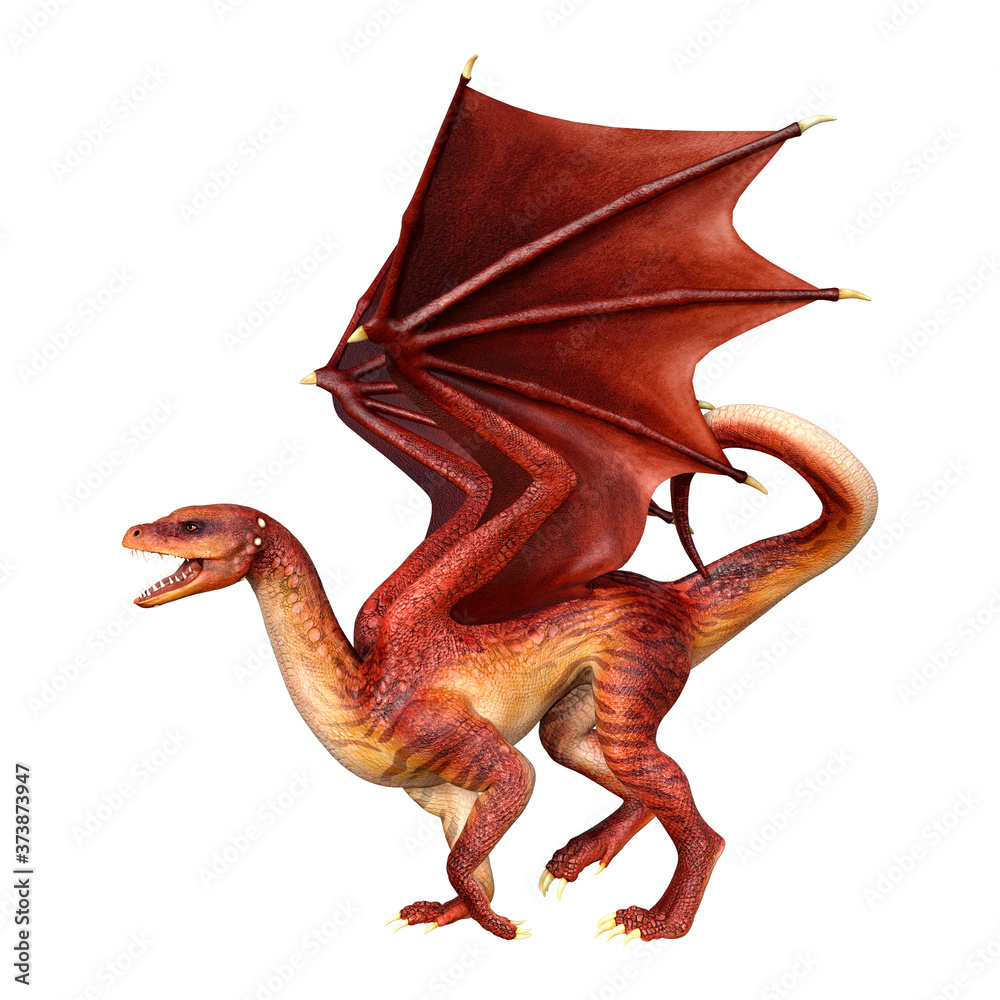 Fototapeta premium 3D Rendering Fairy Tale Dragon on White