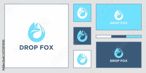 water drop fox logo.flat style animal icon vector.logo vector inspiration