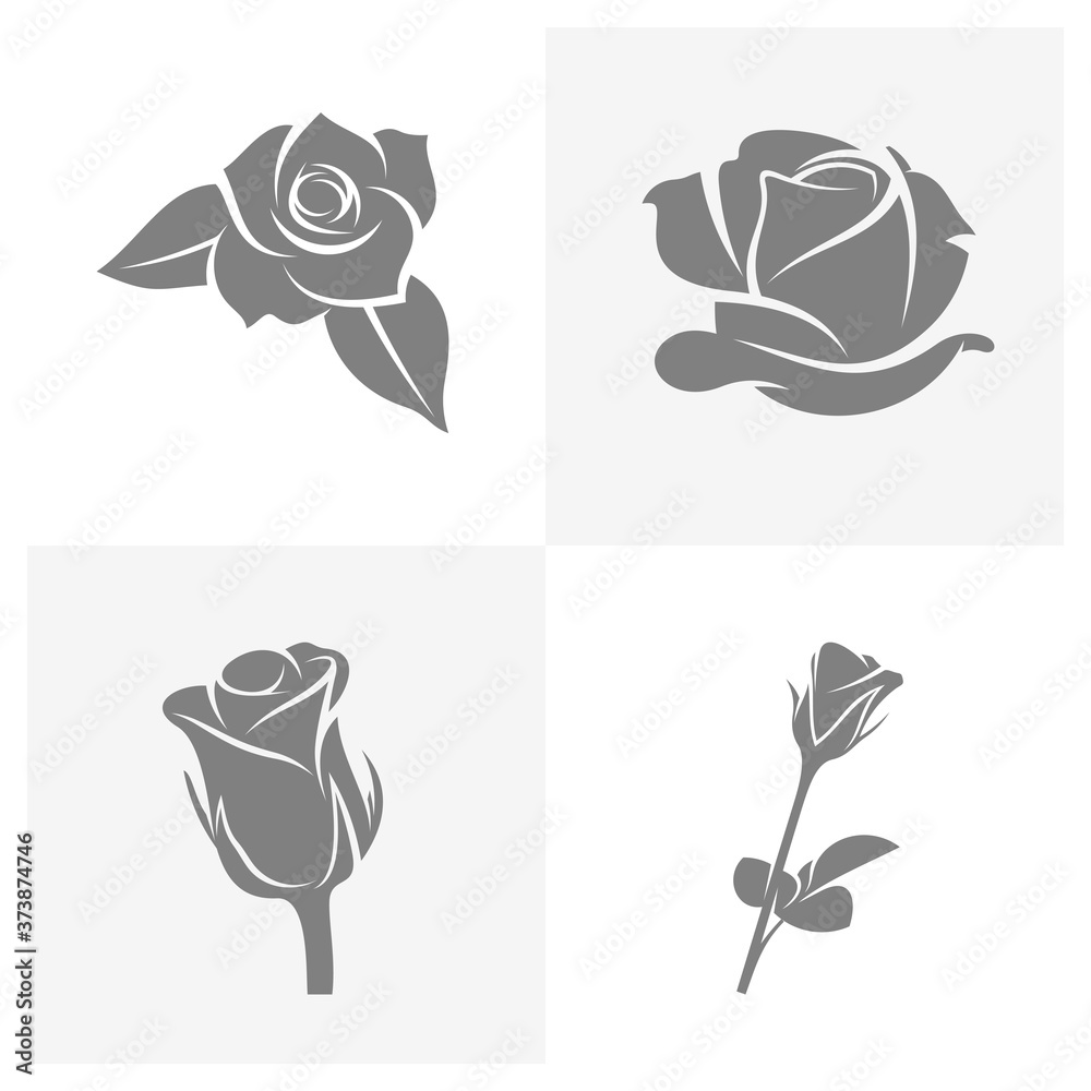 Set of Rose Flower design vector illustration, Flower logo template Set of Rose Flower design vector illustration, Flower logo template