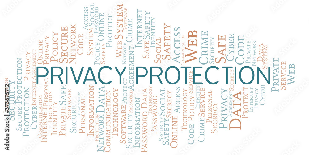 Fototapeta premium Privacy Protection vector word cloud, made with text only.