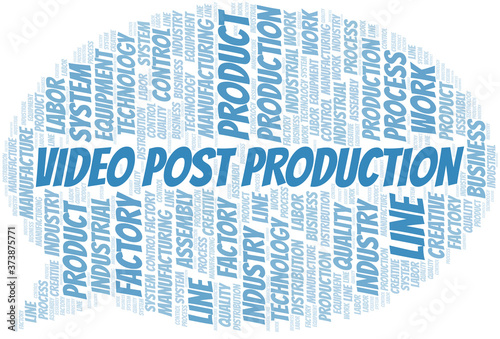 Video Post Production word cloud create with text only.