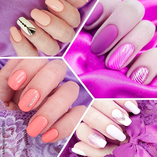  female hand beautiful manicure collage
