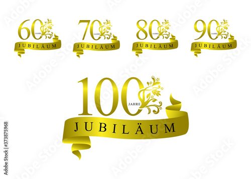 Fototapeta Naklejka Na Ścianę i Meble -  set jubilaum element golden color