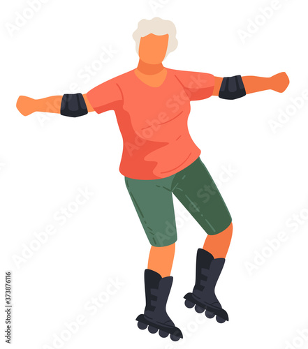 Elderly man skating, senior male leading active lifestyle