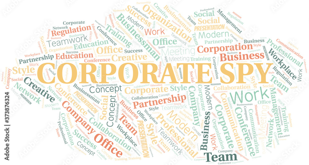 Corporate Spy vector word cloud, made with text only.
