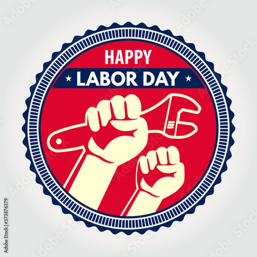 Labor Day poster, badge or banner. Vector illustration.