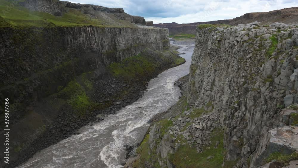 Valley of Jokulsa a Fjollum river near Dettifoss waterfall in Iceland Valley of Jokulsa a Fjollum river near Dettifoss waterfall in Iceland