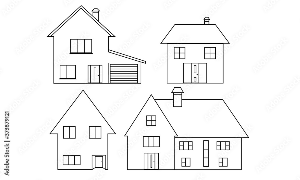 The four different houses. Vector illustration