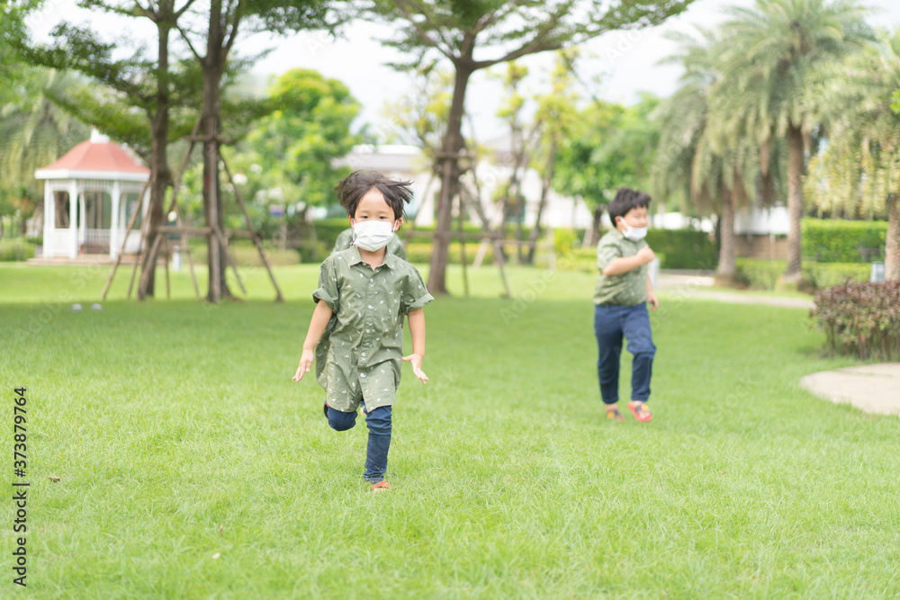 3 brothers are running and playing in the garden. 3 brothers are running and playing in the garden.