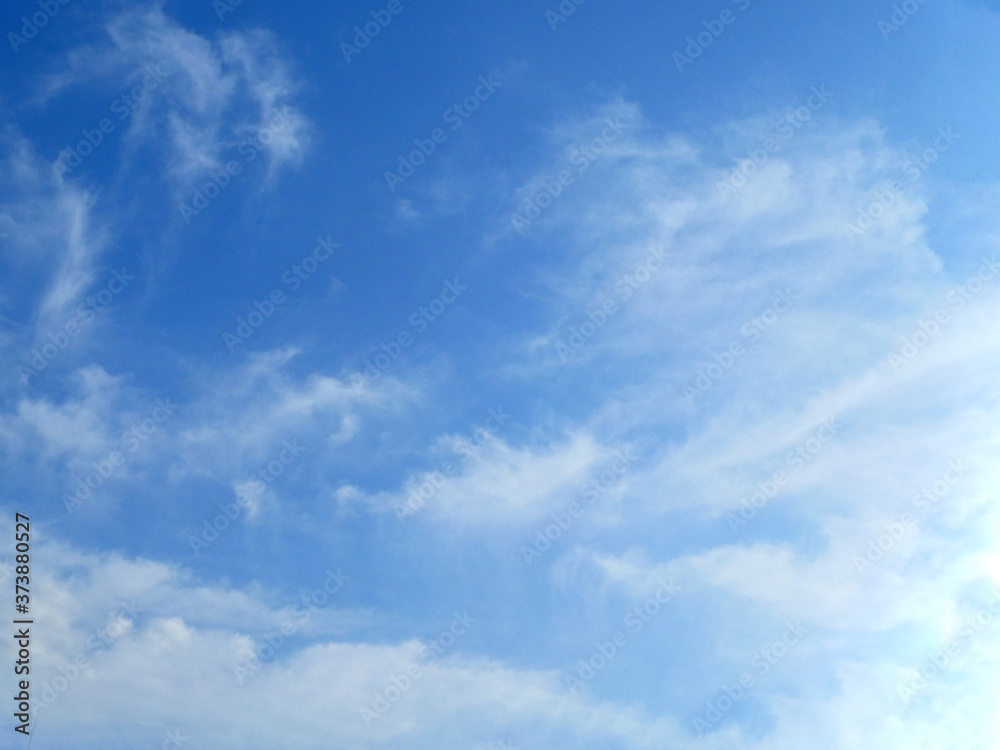 The blue cloudy sky with white clouds background