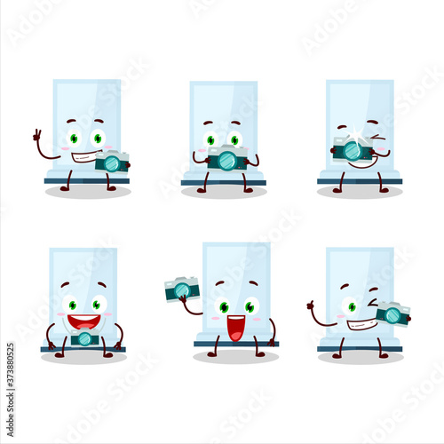 Photographer profession emoticon with aeropress cartoon character