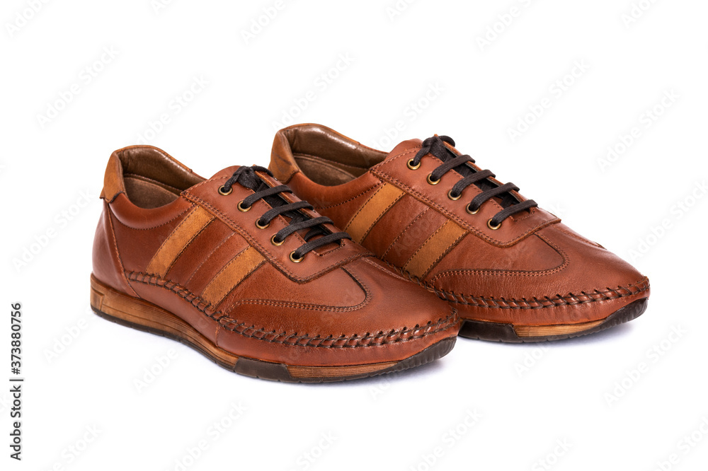 Leather sneakers isolated on white background Leather sneakers isolated on white background