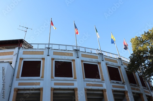 Les arènes de Dax, construites en 1913, vues de l'extérieur, ville de Dax, département des Landes, France