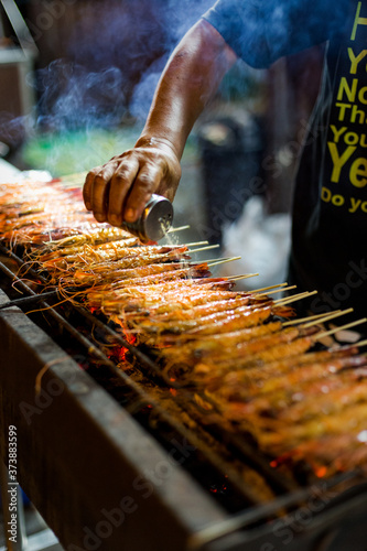 Photography Person Seasoning Grilled Shrimp, In Lau Pa Sat, Singapore
