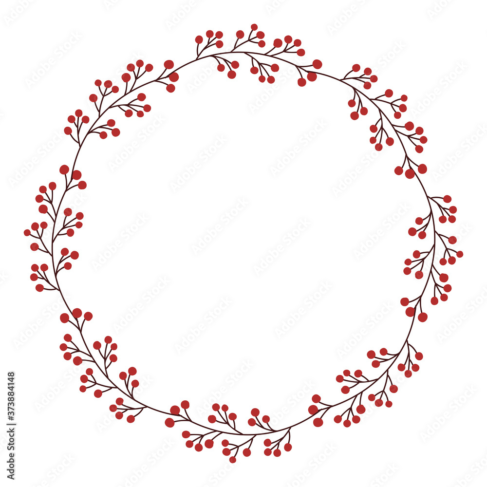 Simple wreath on white background. Hand drawn style vector illustration.