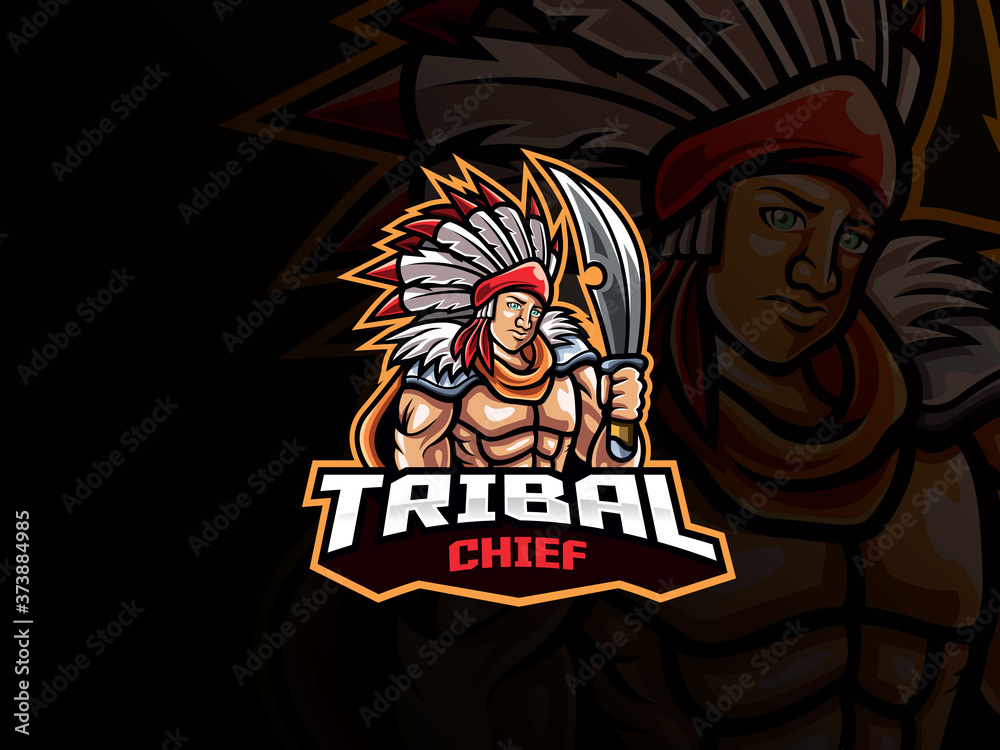 Tribal chief mascot esport logo design