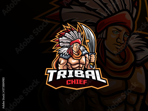 Tribal chief mascot esport logo design